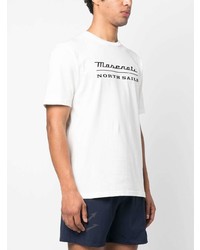 weißes bedrucktes T-Shirt mit einem Rundhalsausschnitt von North Sails