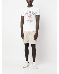 weißes bedrucktes T-Shirt mit einem Rundhalsausschnitt von Polo Ralph Lauren