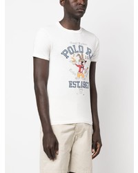 weißes bedrucktes T-Shirt mit einem Rundhalsausschnitt von Polo Ralph Lauren