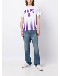 weißes bedrucktes T-Shirt mit einem Rundhalsausschnitt von A Bathing Ape