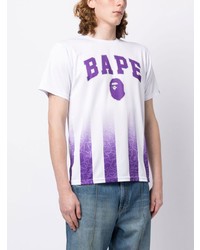 weißes bedrucktes T-Shirt mit einem Rundhalsausschnitt von A Bathing Ape