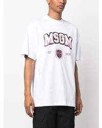 weißes bedrucktes T-Shirt mit einem Rundhalsausschnitt von MSGM