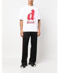 weißes bedrucktes T-Shirt mit einem Rundhalsausschnitt von Diesel