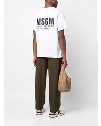 weißes bedrucktes T-Shirt mit einem Rundhalsausschnitt von MSGM