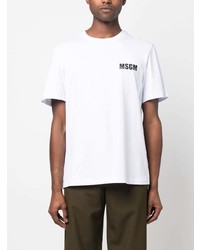 weißes bedrucktes T-Shirt mit einem Rundhalsausschnitt von MSGM