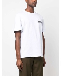 weißes bedrucktes T-Shirt mit einem Rundhalsausschnitt von MSGM