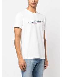 weißes bedrucktes T-Shirt mit einem Rundhalsausschnitt von Diesel