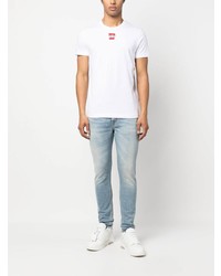 weißes bedrucktes T-Shirt mit einem Rundhalsausschnitt von Diesel