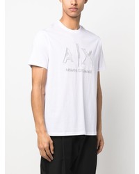 weißes bedrucktes T-Shirt mit einem Rundhalsausschnitt von Armani Exchange