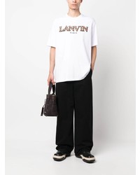 weißes bedrucktes T-Shirt mit einem Rundhalsausschnitt von Lanvin