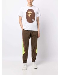 weißes bedrucktes T-Shirt mit einem Rundhalsausschnitt von A Bathing Ape