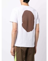 weißes bedrucktes T-Shirt mit einem Rundhalsausschnitt von A Bathing Ape