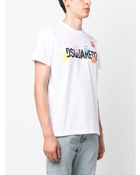 weißes bedrucktes T-Shirt mit einem Rundhalsausschnitt von DSQUARED2