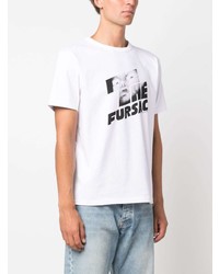 weißes bedrucktes T-Shirt mit einem Rundhalsausschnitt von FURSAC