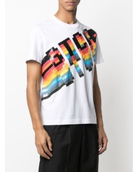 weißes bedrucktes T-Shirt mit einem Rundhalsausschnitt von Just Cavalli