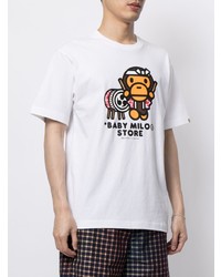 weißes bedrucktes T-Shirt mit einem Rundhalsausschnitt von *BABY MILO® STORE BY *A BATHING APE®