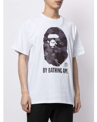 weißes bedrucktes T-Shirt mit einem Rundhalsausschnitt von A Bathing Ape