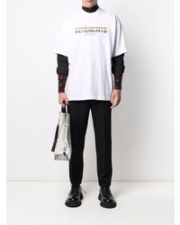 weißes bedrucktes T-Shirt mit einem Rundhalsausschnitt von Vetements