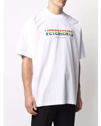 weißes bedrucktes T-Shirt mit einem Rundhalsausschnitt von Vetements