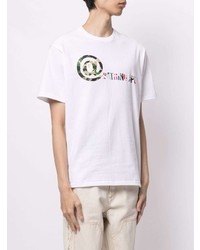 weißes bedrucktes T-Shirt mit einem Rundhalsausschnitt von A Bathing Ape