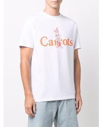 weißes bedrucktes T-Shirt mit einem Rundhalsausschnitt von Carrots