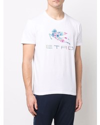 weißes bedrucktes T-Shirt mit einem Rundhalsausschnitt von Etro