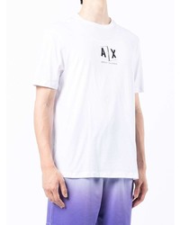 weißes bedrucktes T-Shirt mit einem Rundhalsausschnitt von Armani Exchange