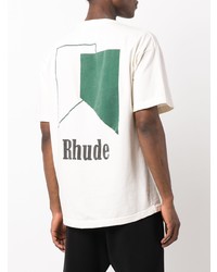 weißes bedrucktes T-Shirt mit einem Rundhalsausschnitt von Rhude