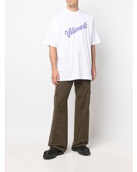 weißes bedrucktes T-Shirt mit einem Rundhalsausschnitt von Vetements