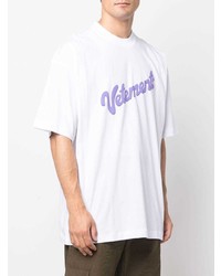 weißes bedrucktes T-Shirt mit einem Rundhalsausschnitt von Vetements