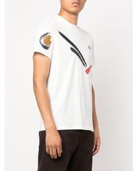 weißes bedrucktes T-Shirt mit einem Rundhalsausschnitt von Fred Perry