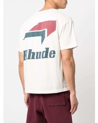 weißes bedrucktes T-Shirt mit einem Rundhalsausschnitt von Rhude