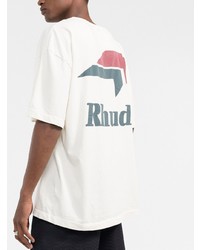 weißes bedrucktes T-Shirt mit einem Rundhalsausschnitt von Rhude