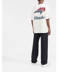 weißes bedrucktes T-Shirt mit einem Rundhalsausschnitt von Rhude