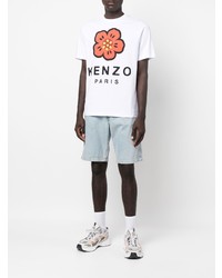 weißes bedrucktes T-Shirt mit einem Rundhalsausschnitt von Kenzo