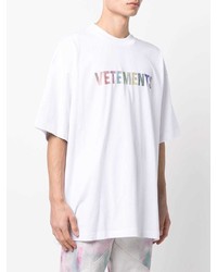 weißes bedrucktes T-Shirt mit einem Rundhalsausschnitt von Vetements