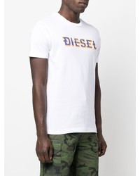 weißes bedrucktes T-Shirt mit einem Rundhalsausschnitt von Diesel