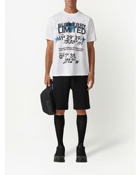 weißes bedrucktes T-Shirt mit einem Rundhalsausschnitt von Burberry