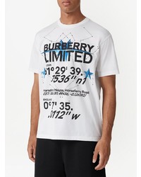 weißes bedrucktes T-Shirt mit einem Rundhalsausschnitt von Burberry