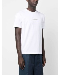 weißes bedrucktes T-Shirt mit einem Rundhalsausschnitt von Stone Island