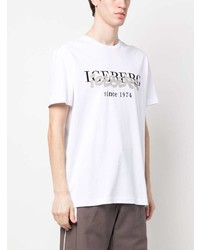 weißes bedrucktes T-Shirt mit einem Rundhalsausschnitt von Iceberg