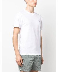 weißes bedrucktes T-Shirt mit einem Rundhalsausschnitt von Stone Island