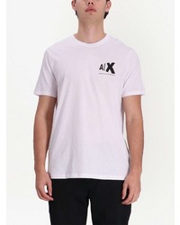 weißes bedrucktes T-Shirt mit einem Rundhalsausschnitt von Armani Exchange