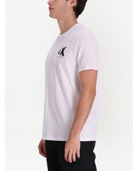 weißes bedrucktes T-Shirt mit einem Rundhalsausschnitt von Armani Exchange