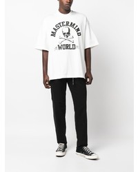 weißes bedrucktes T-Shirt mit einem Rundhalsausschnitt von Mastermind World