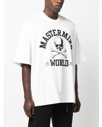 weißes bedrucktes T-Shirt mit einem Rundhalsausschnitt von Mastermind World