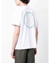 weißes bedrucktes T-Shirt mit einem Rundhalsausschnitt von Sacai