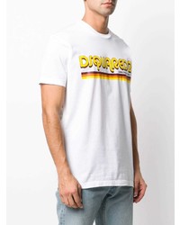 weißes bedrucktes T-Shirt mit einem Rundhalsausschnitt von DSQUARED2