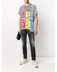 weißes bedrucktes T-Shirt mit einem Rundhalsausschnitt von DSQUARED2