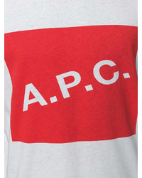 weißes bedrucktes T-Shirt mit einem Rundhalsausschnitt von A.P.C.